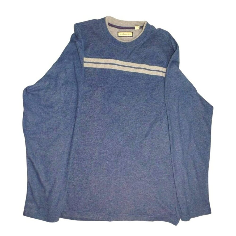 G.H. Bass & Co. Mens Pullover Blue with Grey Stripes Size XL    JH843